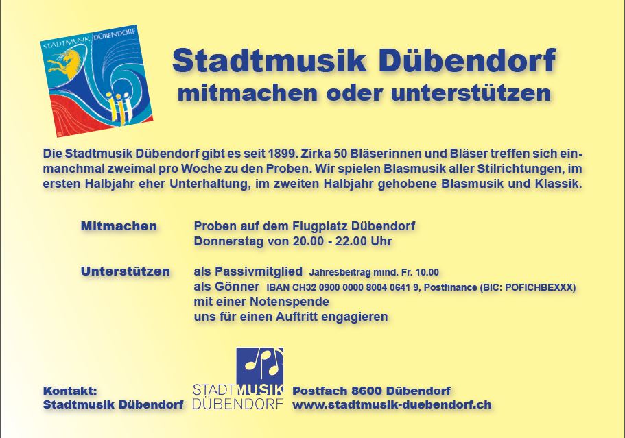 Mitmachen bei der Stadtmusik Dübendorf